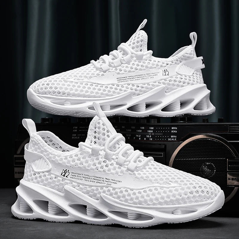 2025 New Summer Sneakers Men Mesh Breathable Running Tennis Shoes Outdoor Sports Tenis Masculino White Casual Walking Shoes size