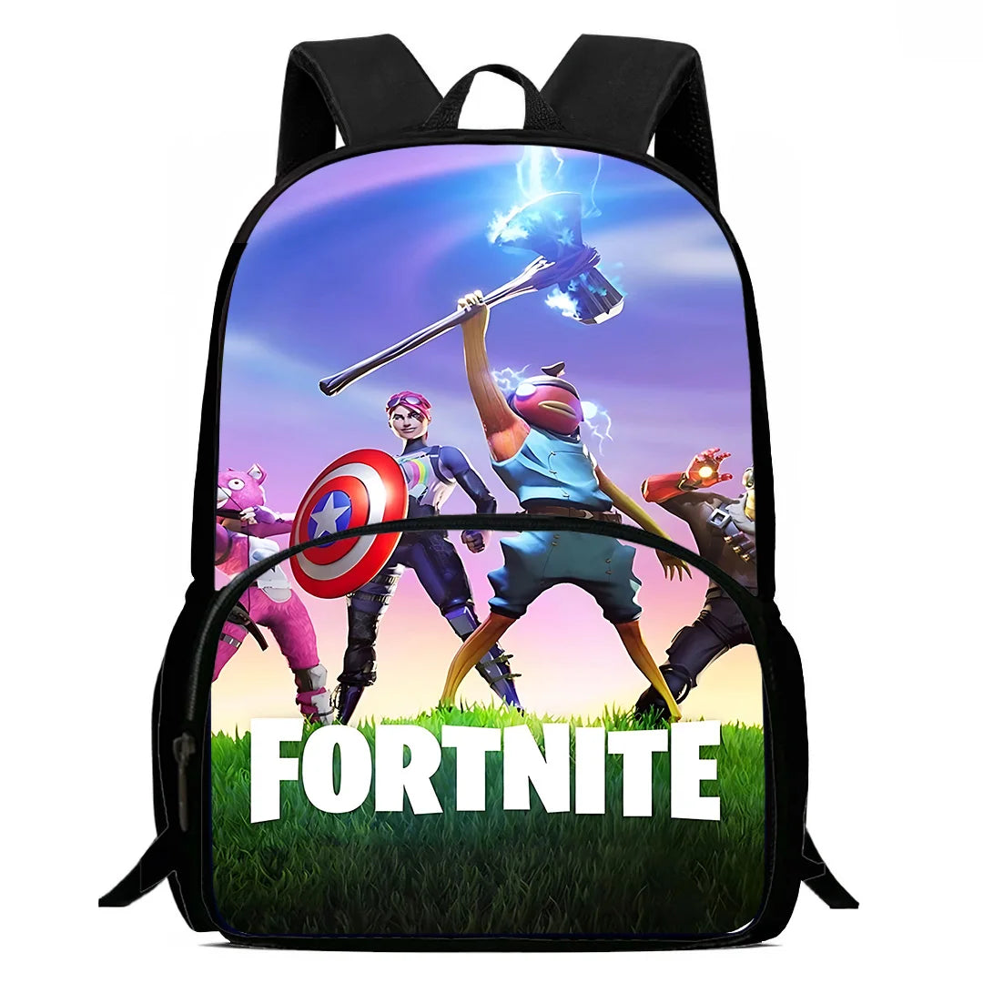 Zaini per bambini con design Hot Game, borsa pranzo e astuccio, borse scuola per alunni ad alta capacità, per bambino e bambina, regalo ideale F-FortniteS
