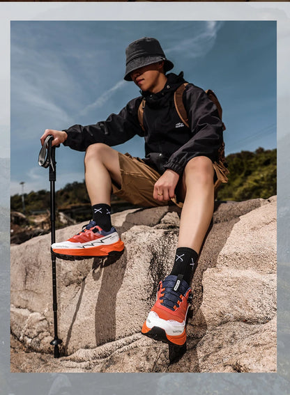 Outdoor Hiking Shoes for Men, Lightweight Trekking Shoes, Breathable Mesh Sneakers, Casual Walking Shoes, Rotating Buckle Design, Non-Slip and Wear-Resistant Trail Shoes, Suitable for Hiking and Camping, 2026 New Running Shoe