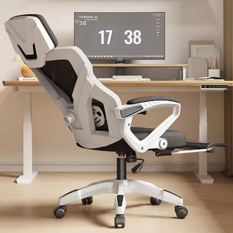 Chaise de bureau ergonomique pivotante à roulettes pour atelier, chaise de gamer relaxante, chaise de bureau à roulettes pour anime