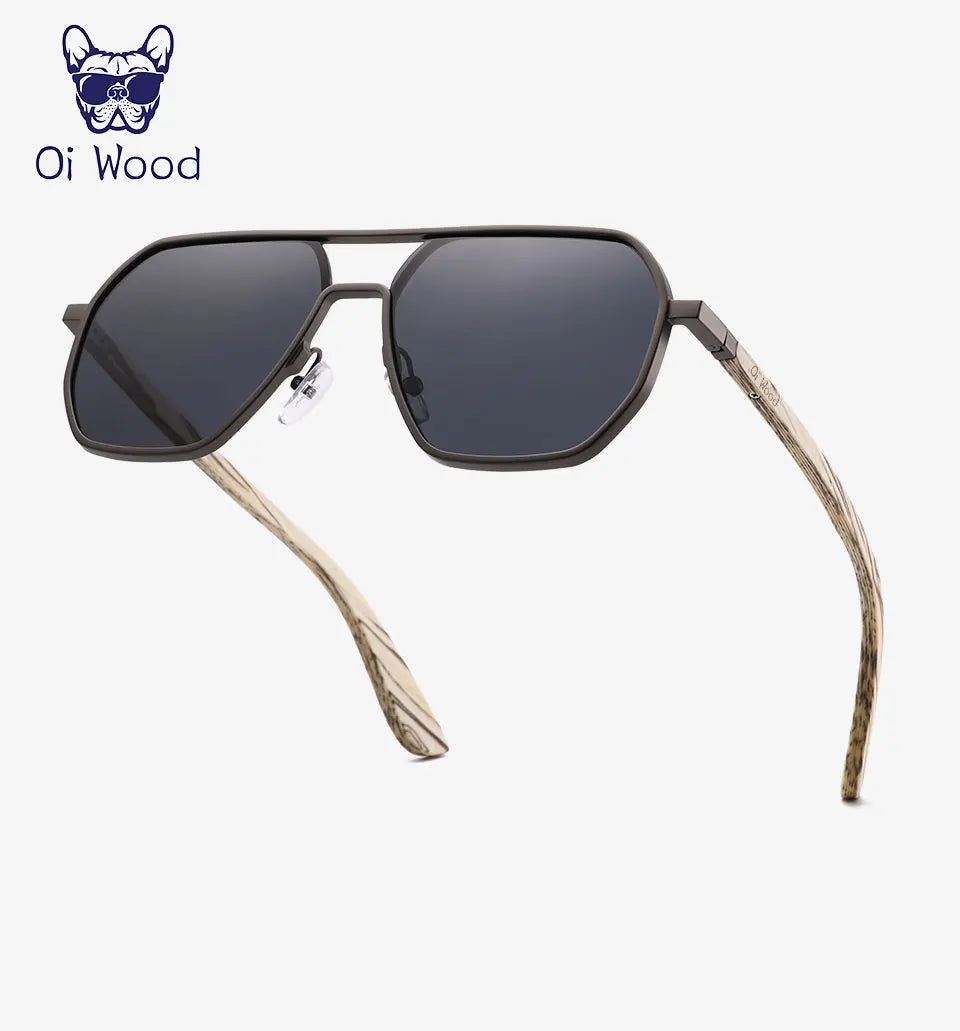 Oi Wood Fashion Alloy Solglasögon för män och kvinnor, polariserade solglasögon i trä, för bilkörning, UV400, Oculos De Sol 8059