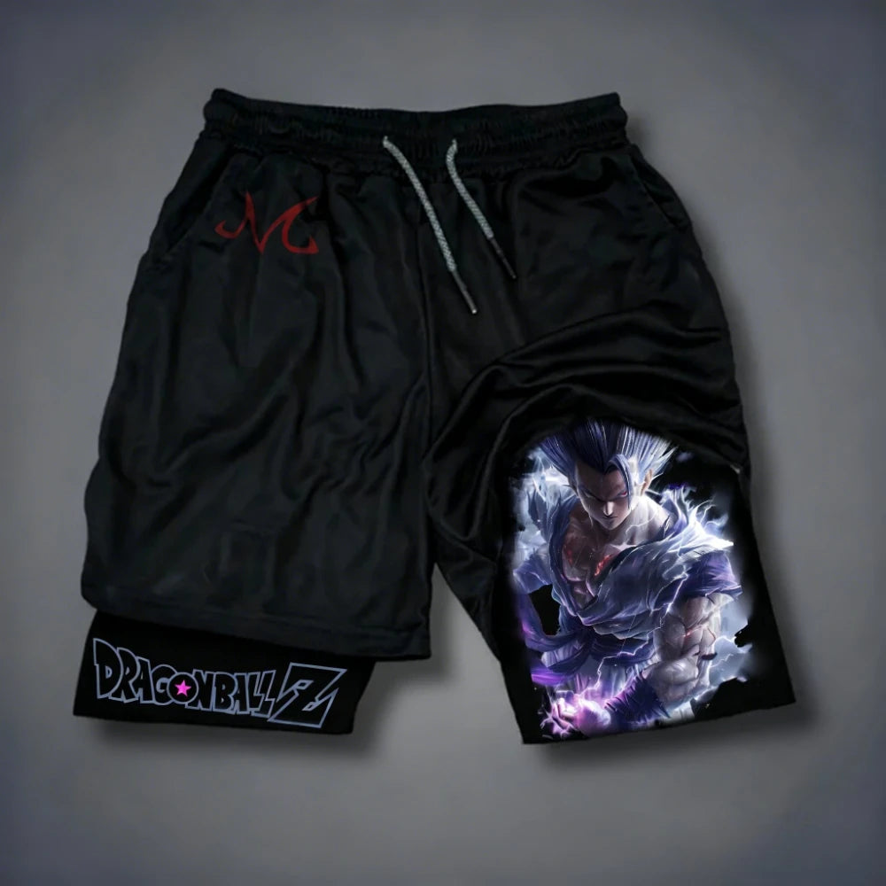Dragon Ball Son Goku muške brzo sušeće dvostruke slojevite kratke hlače za teretanu, ljetne fitness sportske Y2K stil lažne dvodijelne hlače