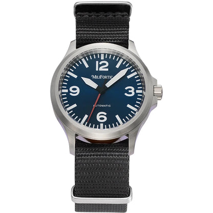 Milifortic Military Watch 39mm NH38 Automatic Mechanical Movement Retro Sapphire Crystal BGW9 Lume Leather Strap 10Bar Watch Men