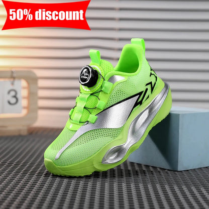Zapatillas infantiles de moda con suela gruesa y suave, amortiguación elástica, calzado casual cómodo tipo tenis, nuevas zapatillas ligeras de malla para jogging