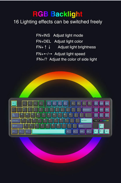 AULA F87 Pro Wireless Mechanical Keyboard 87 Keys Bluetooth 2.4G Wired Gaming Keyboard RGB Hotswap Gamer Non-contact Keyboard