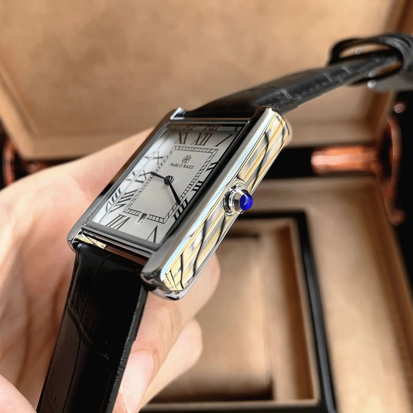 Men Watch Business Retro Classic Calendar Luxury Leather Waterproof Male Fashion Quartz Clock Watches with Box and Spare Battery