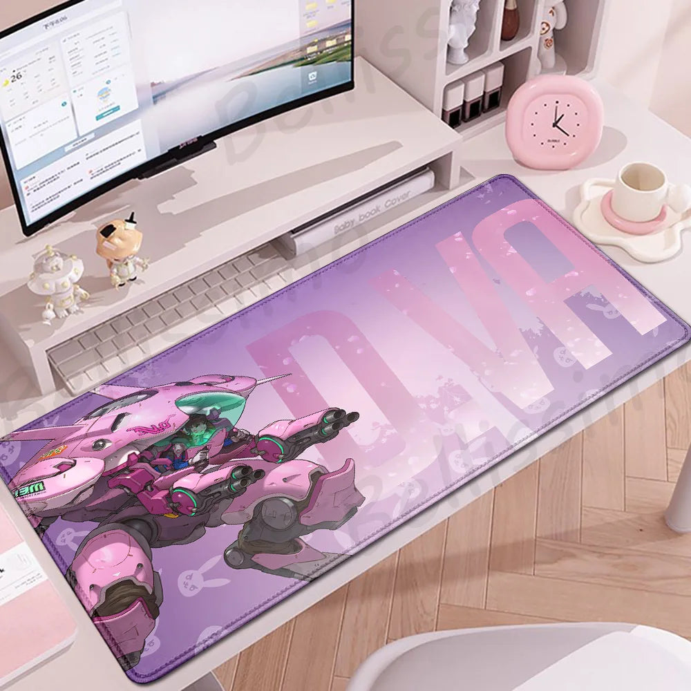 Accesorios Gaming O-Overwatch D-D.va Alfombrilla de Ratón Grande, Alfombrilla para Teclado y Ratón PC, Deskmat XXL Extendida, Alfombrilla Gamer