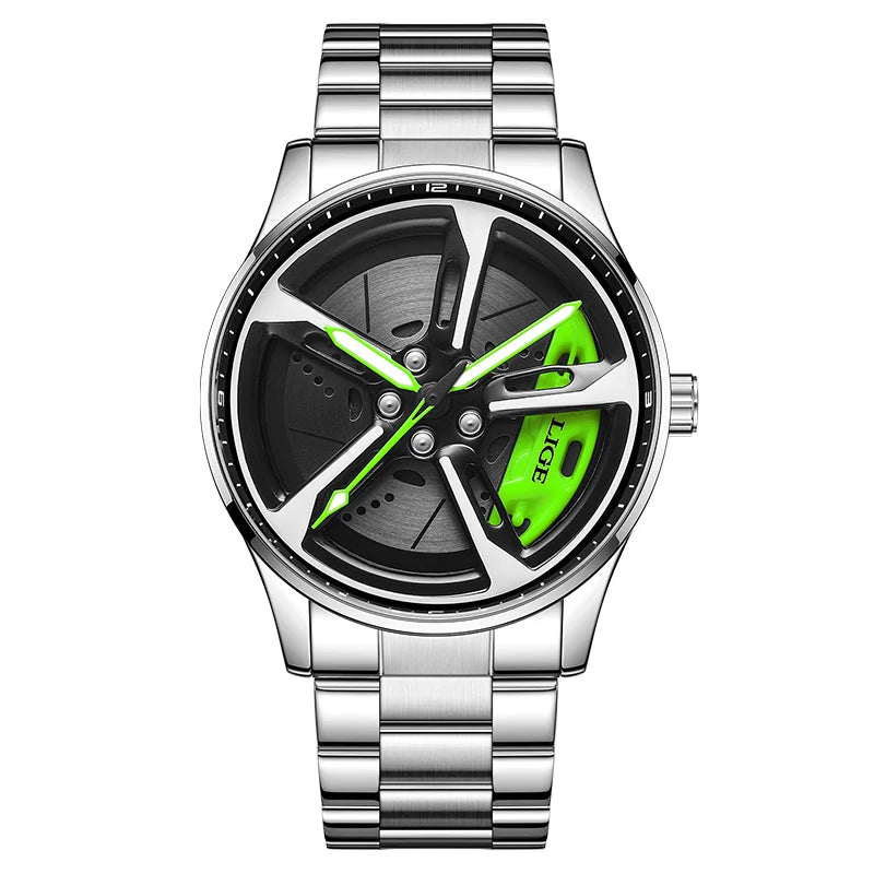 Montre pour homme de luxe LIGE – Modèle à cadran rotatif, étanche, en acier inoxydable, avec affichage lumineux – Idée cadeau pour homme (Halloween)