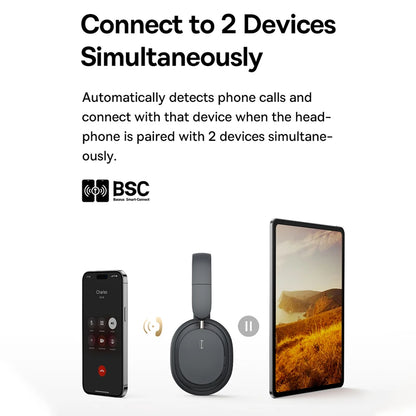 Baseus Bowie D05 Wireless Bluetooth 5.3 Headphones – HiFi Stereo Foldable 70H Battery Over-Ear Headset with Deep Bass & Dual Connection