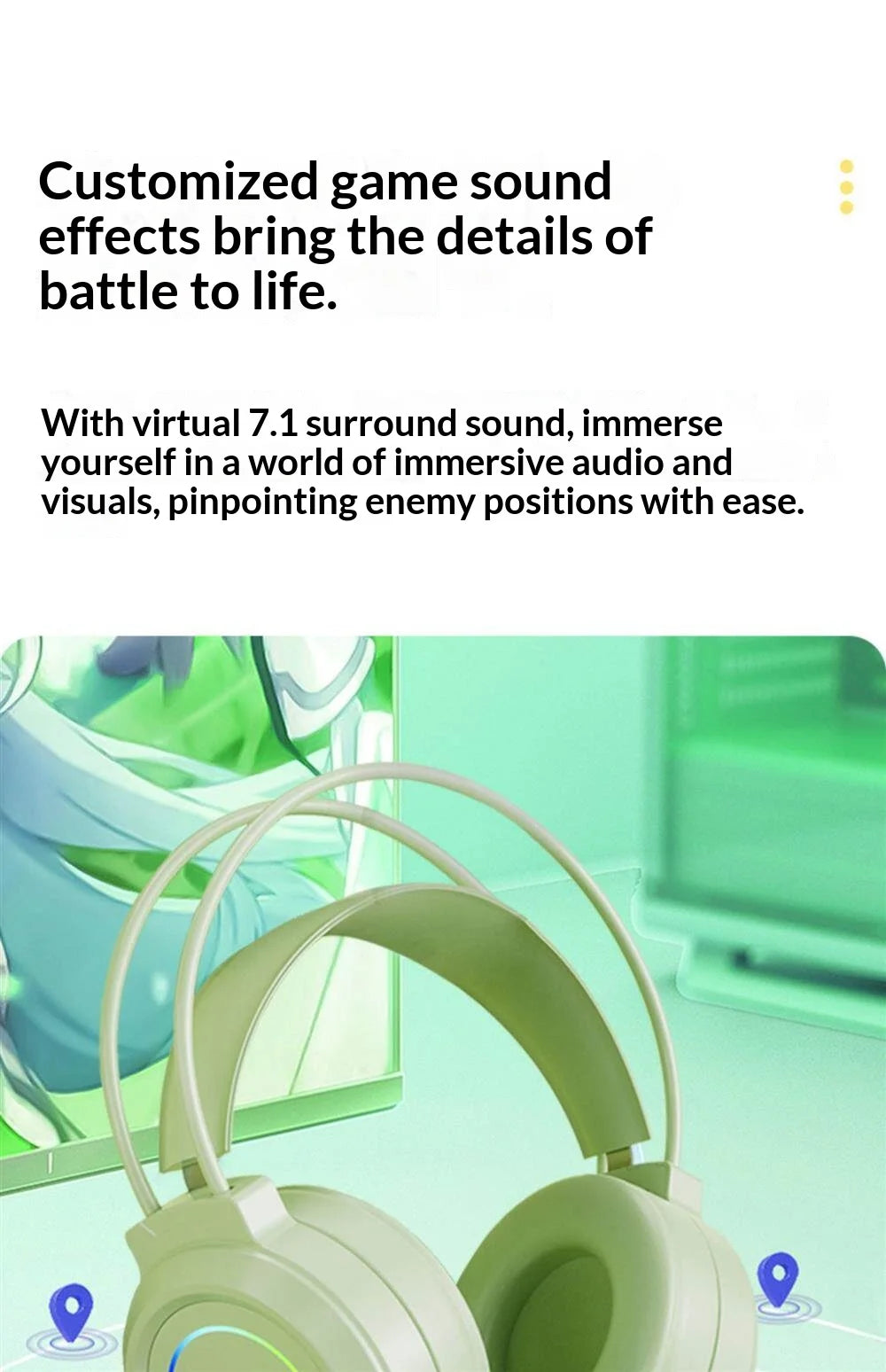 Casque de jeu filaire Paw Hunter T9 avec microphone et éclairage RGB, son surround virtuel 7.1, casque supra-auriculaire pour PC, ordinateur portable et jeux.
