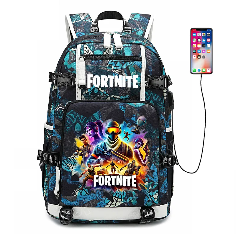 Mochila escolar Fortnite con estampado del juego para estudiantes, niños y niñas, gran capacidad, impermeable, ligera y resistente, regalo de cumpleaños