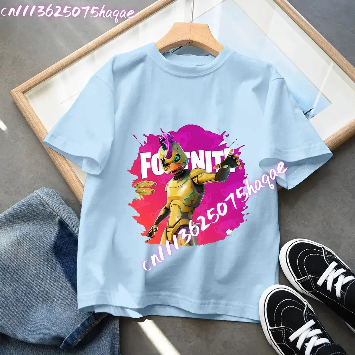 Fortnites Kids Blue Cotton T Shirt Fortress Night Baby Short Sleeve Tees Shirt Cartoon Boy Girl Summer Clothes Kawaii Tops Gift