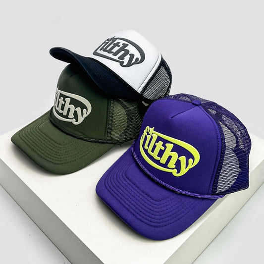 New Unisex Color Block filthy Letters Baseball Hats Sunshade Color Block Breathable Personal Trucker Caps Versatile Mesh Fashion