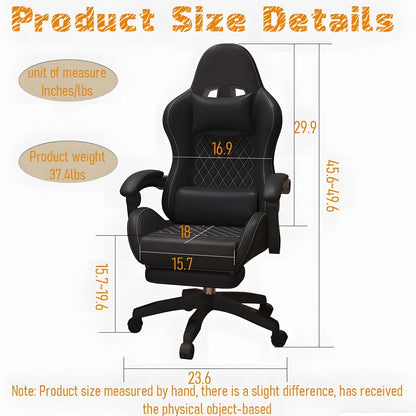 Sedia gaming Hestora in pelle PU, grande e alta, sedia ergonomica da computer con schienale alto, poggiapiedi e supporto lombare massaggiante per adulti