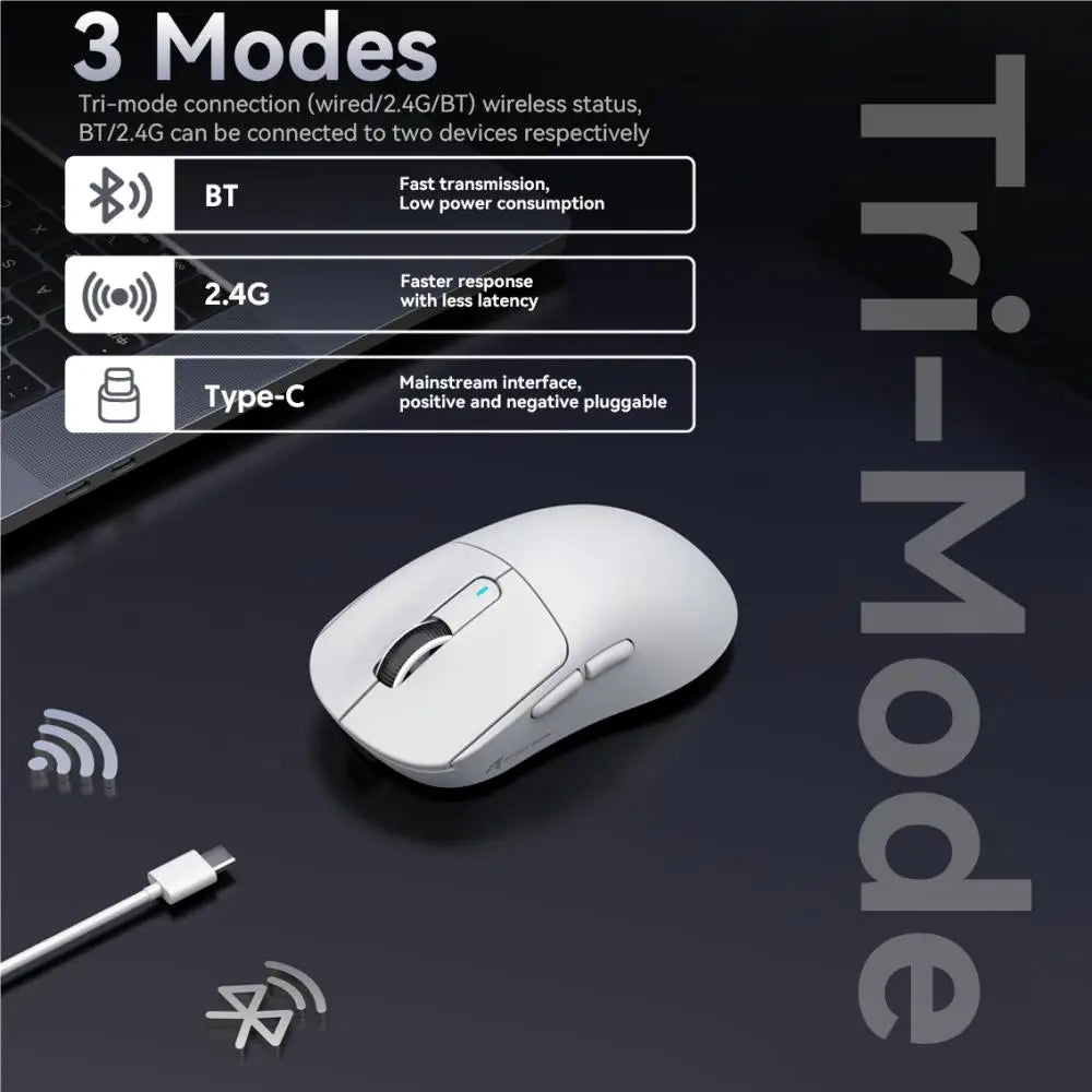 Bezdrôtová herná myš X3 ATTACK SHARK, červená farba, 4K odozva, Bluetooth trojrežimové pripojenie, PAW3395, makro Bluetooth herná myš