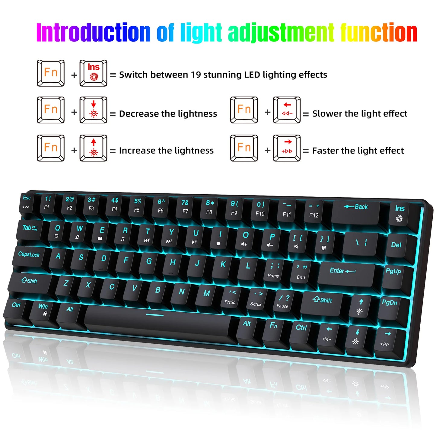 Mechanical keyboard gaming 60% USB white keys Keyboards gamer mini Ergonomic Computer keyboard Backlit Music keyboard pc