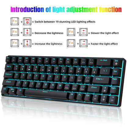 Mechanical keyboard gaming 60% USB white keys Keyboards gamer mini Ergonomic Computer keyboard Backlit Music keyboard pc