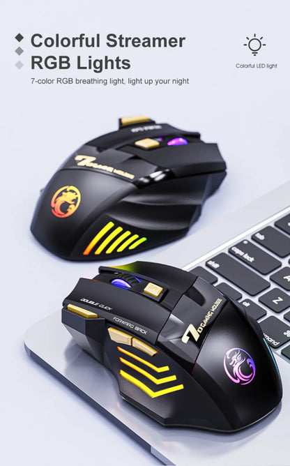 GW 2.4G and Bluetooth Wireless Mouse Silent Rechargeable Breathing Light 7 Keys DPI Adjustable Optical Sensor Mouse Game Office