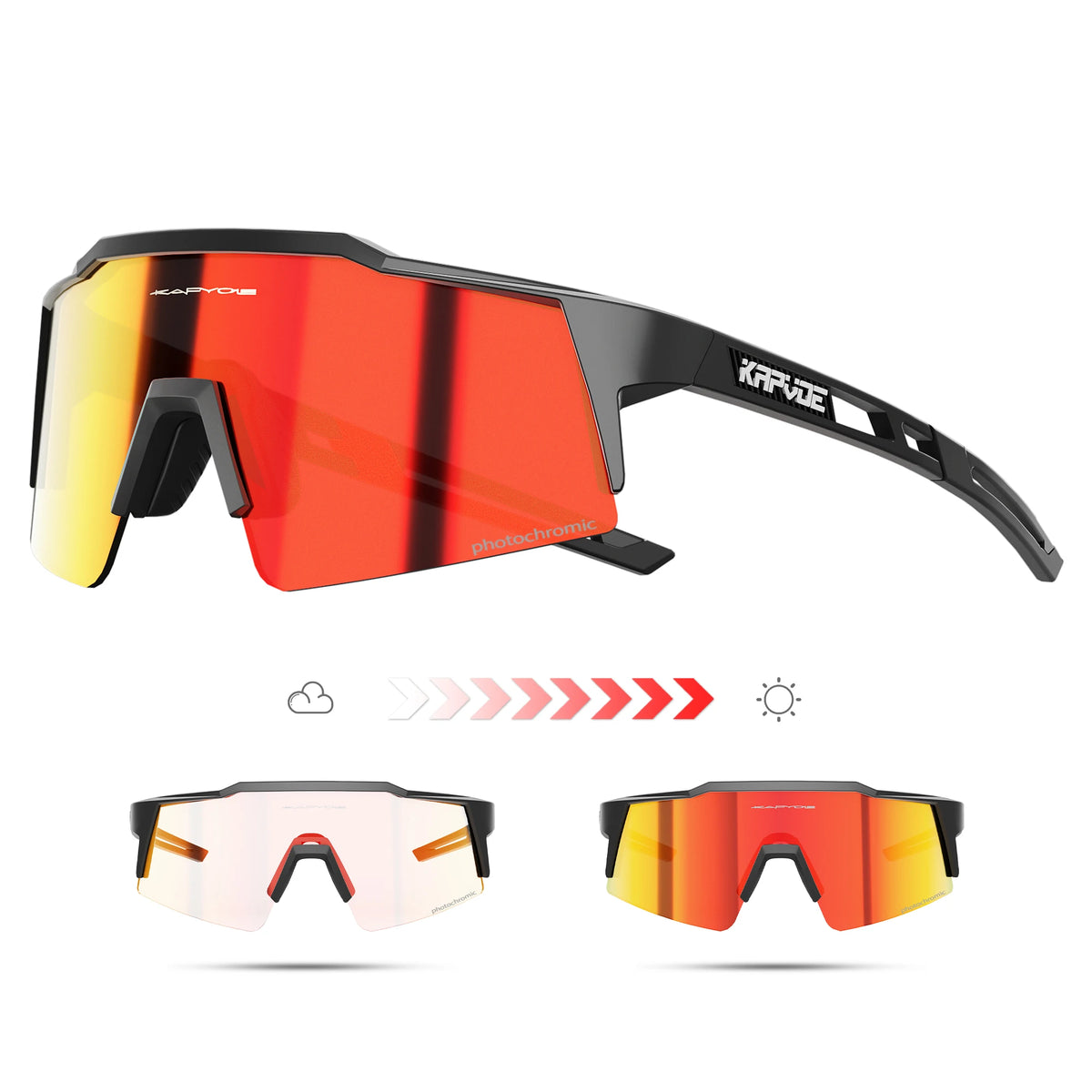 Kapvoe Fotochromowe okulary rowerowe dla mężczyzn Okulary modowe Rower górski Rower szosowy Okulary do jazdy na świeżym powietrzu Okulary sportowe MTB