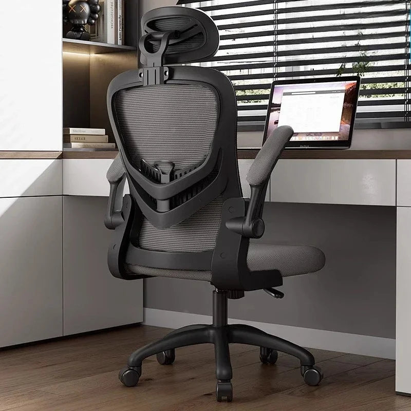 Chaise de bureau ergonomique réglable avec support lombaire en maille, appui-tête inclinable et pivotant, mobilier de bureau, chaise d'ordinateur, chaise de jeu, bureau à domicile, salle d'étude