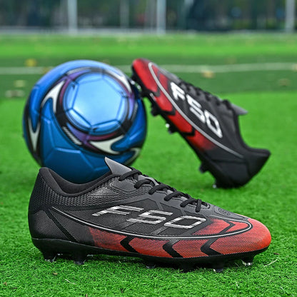 Nouvelles chaussures de football pour hommes, chaussures de sport respirantes, chaussures de football d'extérieur antidérapantes, chaussures de futsal de haute qualité, haute tige, ultralégères, pour les matchs
