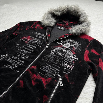 2026 New American Fashion Trend Goth Printed Zipper Hoodie Women Street Hip Hop Punk Rock Sweatshirt Unisex Casual Loose Hoodie