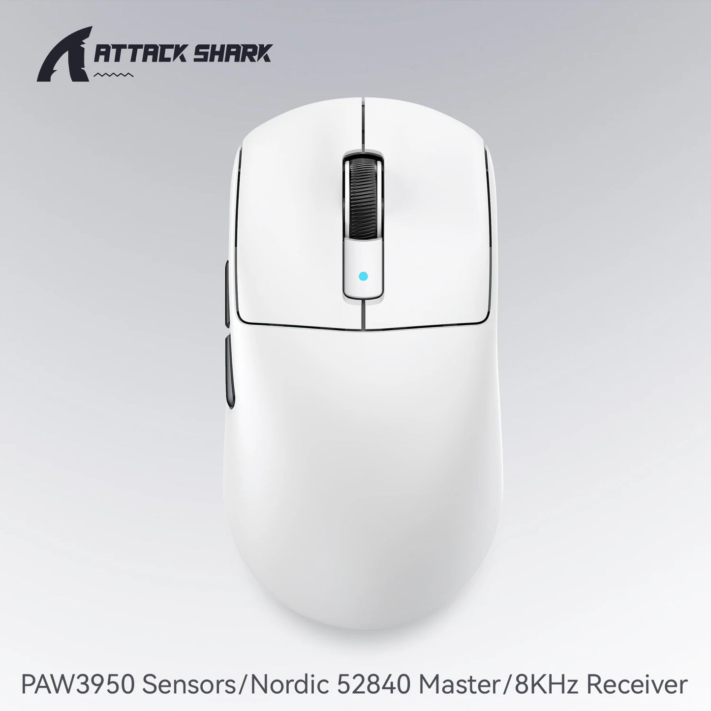 ATTACK SHARK R6 PAW3950MAX bežični gaming miš, 8Khz frekvencija ispitivanja, ultralagani 39g, Nordic 52840 MCU, Omron optički mikroprekidači
