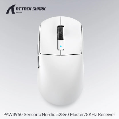 ATTACK SHARK R6 PAW3950MAX bežični gaming miš, 8Khz frekvencija ispitivanja, ultralagani 39g, Nordic 52840 MCU, Omron optički mikroprekidači