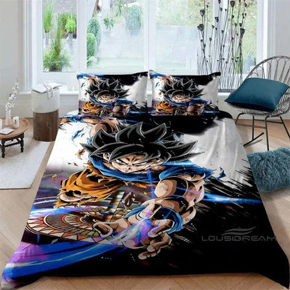 Cartoon/Anime Son Goku Dragon Ball bedrukte beddengoedset: deze zachte en comfortabele set bevat een dekbedovertrek en kussensloop