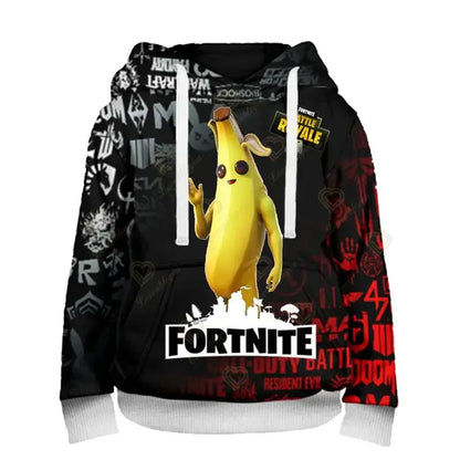 Sweatshirts e hoodies Fortnite Peely com estampado de novo design, para homem, mulher e criança, manga comprida, moda casual, streetwear com capuz, pulóveres