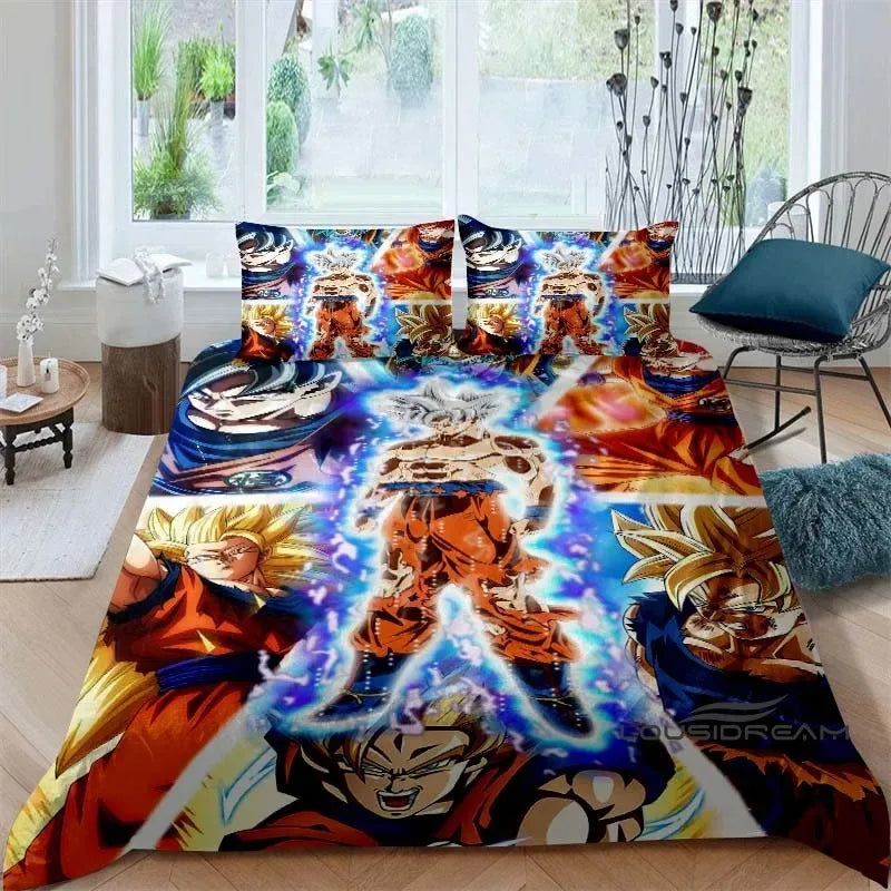 Cartoon/Anime Son Goku Dragon Ball bedrukte beddengoedset: deze zachte en comfortabele set bevat een dekbedovertrek en kussensloop