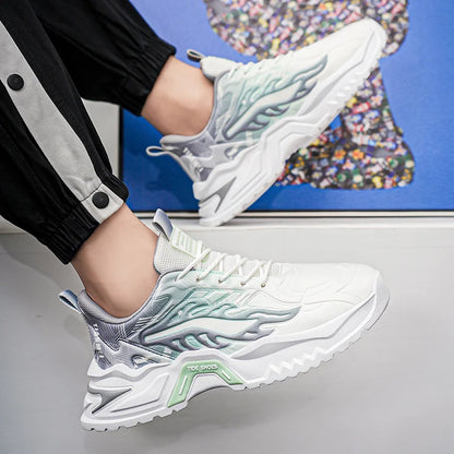 Zapatillas deportivas de hombre con cordones, versátiles, antideslizantes, de suela gruesa, cómodas e informales, para uso diario de adolescentes y running masculino