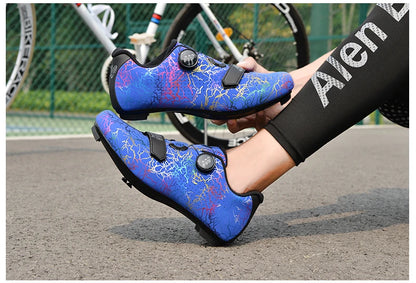 Zapatillas de ciclismo nuevas para hombre con cierre automático para carretera, montaña y exterior; zapatillas deportivas de ciclismo para mujer para spinning indoor