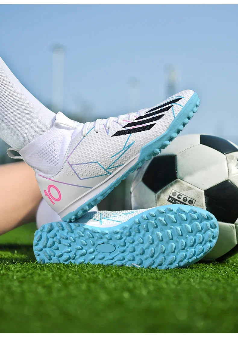 Nouvelles chaussures de football pour hommes, ultralégères, pour intérieur et extérieur, de haute qualité, à haute cheville, antidérapantes, chaussures de sport, futsal antidérapantes