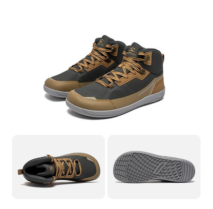 HOBIBEAR unisexe mi haut pieds nus chaussures hommes femmes bout large en cuir artificiel bottes de randonnée en plein air antidérapant chaussures de course