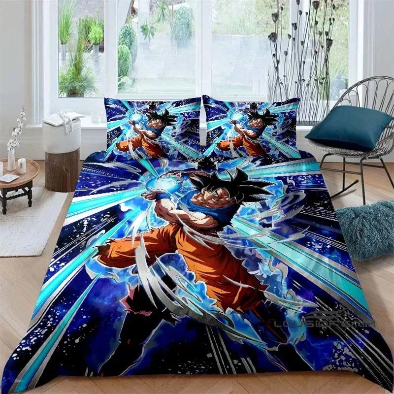 Cartoon/Anime Son Goku Dragon Ball bedrukte beddengoedset: deze zachte en comfortabele set bevat een dekbedovertrek en kussensloop