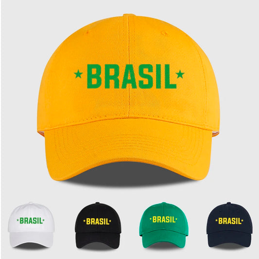 Brazil Fans “BRASIL” Printed Soft-Peak Baseball Cap – Unisex Adjustable Sun Hat for Soccer Enthusiasts – Father's Day Gift