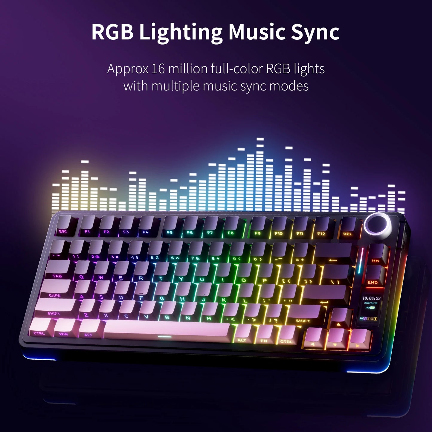AULA S75 PRO Mechanical Keyboard 75% Custom Layout RGB Backlight Wireless Bluetooth Gaming Keyboard with Screen Knob