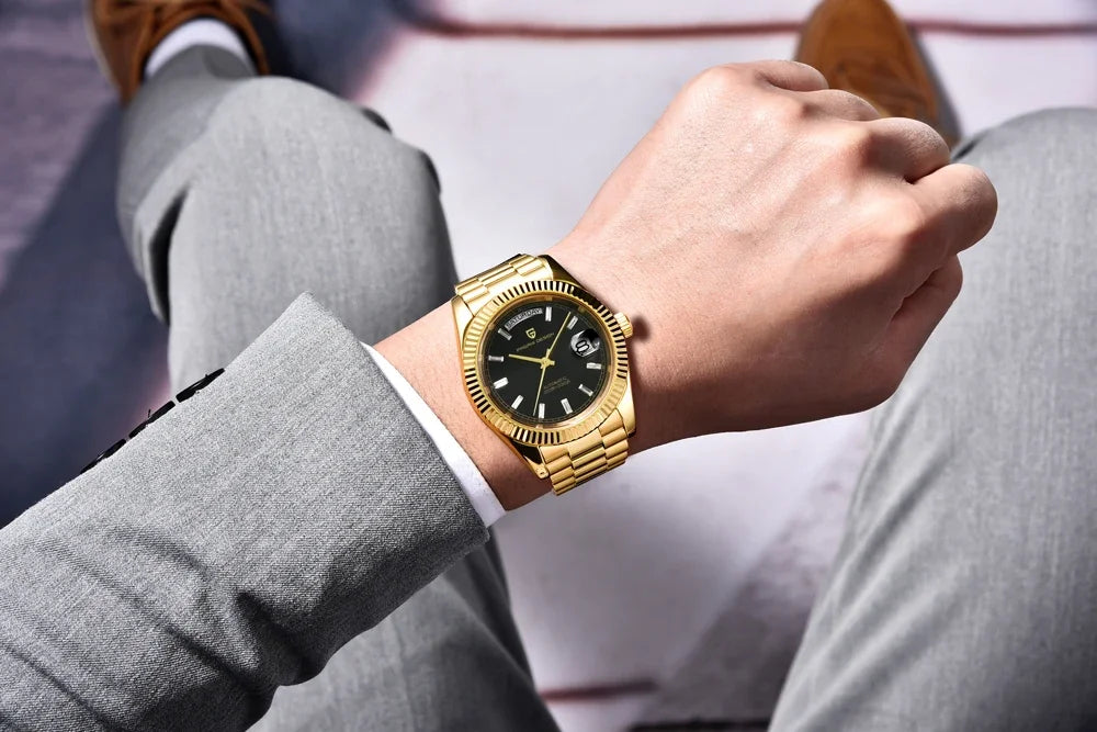 Montre PAGANI DESIGN DD40 pour homme – Modèle en or rose, montre-bracelet mécanique de luxe, mouvement automatique, verre saphir avec traitement antireflet, étanche