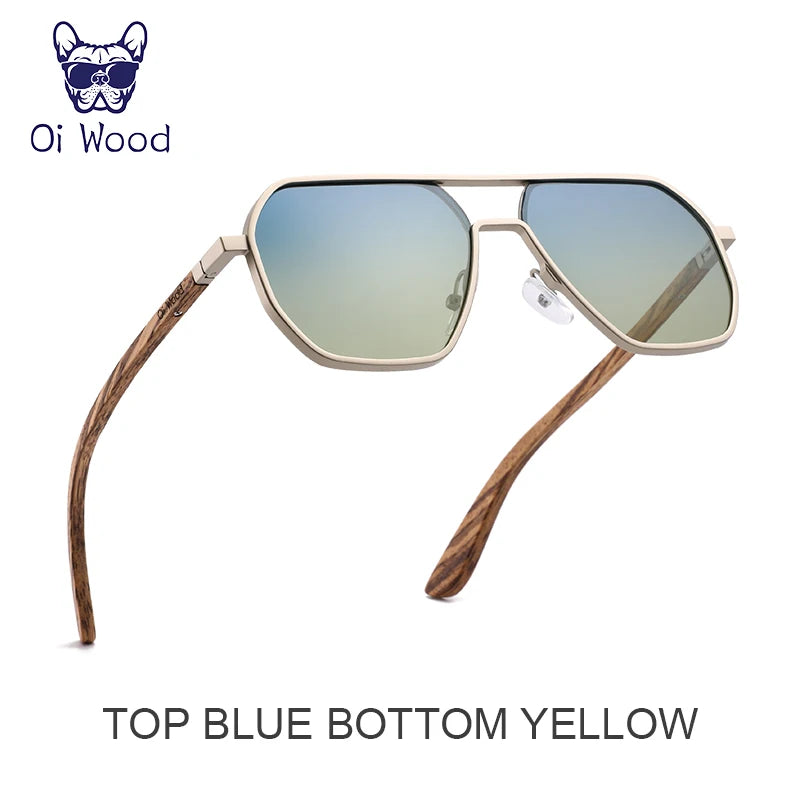 Oi Wood Fashion Alloy Solglasögon för män och kvinnor, polariserade solglasögon i trä, för bilkörning, UV400, Oculos De Sol 8059