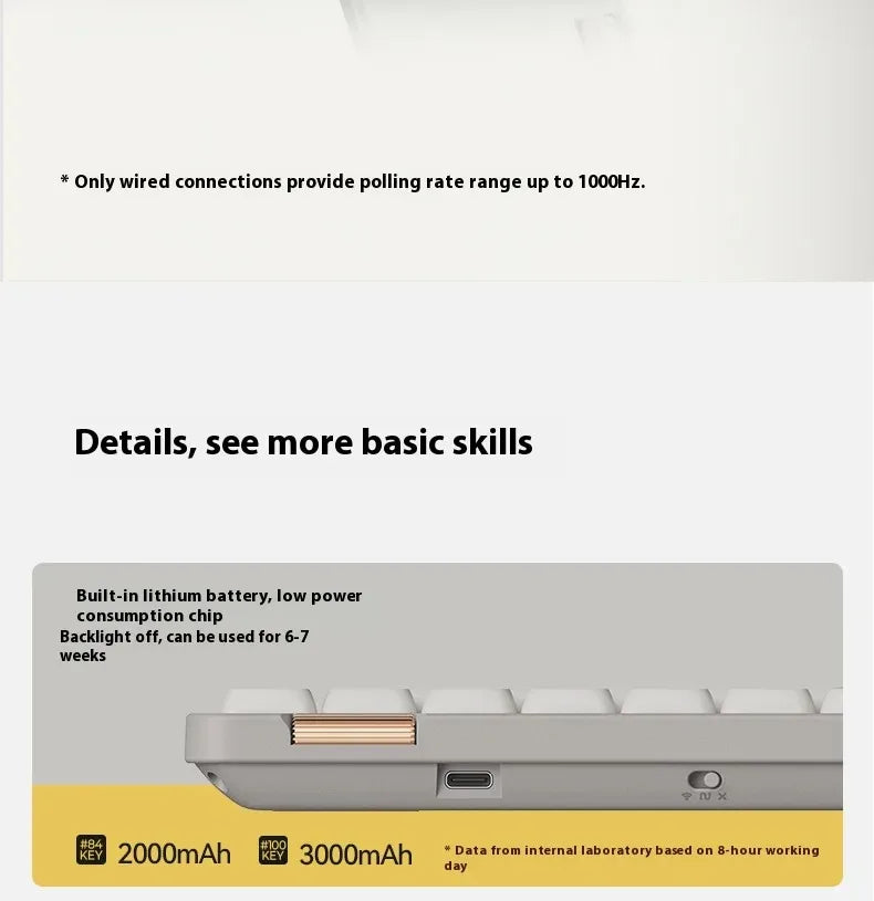Lofree Flow Lite Wireless Mechanical Keyboard&PU Bag Lighter&Silenter POM Switch 2.4G Bluetooth&Wired Office Typing Gasket 84key