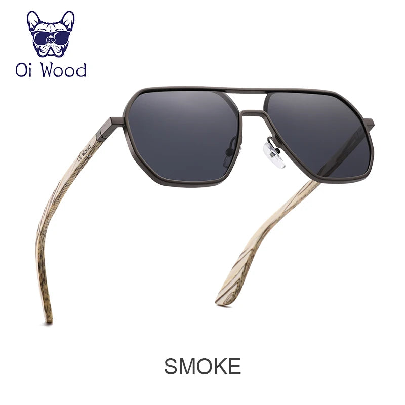 Oi Wood Fashion Alloy Solglasögon för män och kvinnor, polariserade solglasögon i trä, för bilkörning, UV400, Oculos De Sol 8059