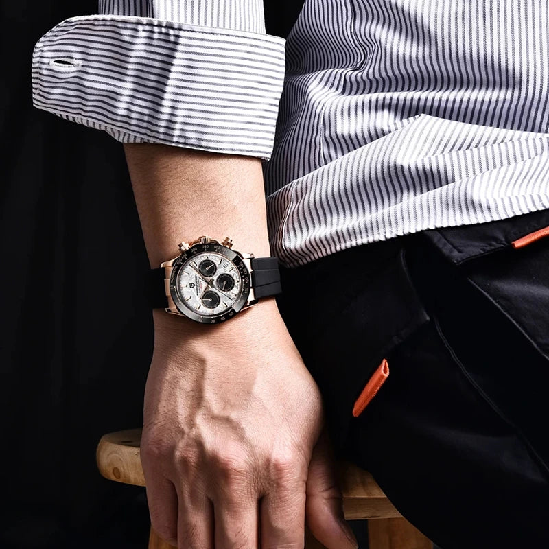 PAGANI DESIGN V2 40MM Quadrante meteorite Orologio da uomo al quarzo Cronografo retro in zaffiro Orologio impermeabile da uomo Reloj0 hombr