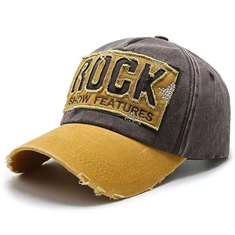 Висококачествена памучна бейзболна шапка с бродерия ROCK за мъже и жени, snapback шапка за спорт на открито и защита от слънце