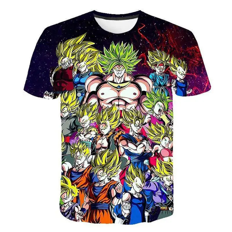 Dragon Ball 3D-nyomtatott póló gyermekruházathoz, felnőtt nyári rövid ujjú anime póló, alkalmi és divatos