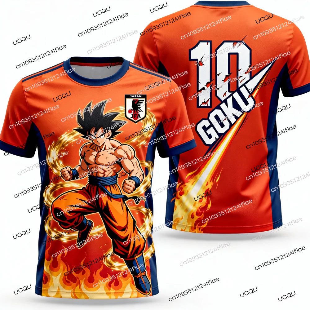 Лятна нова мъжка тениска с 3D печат „Dragon Ball Goku“ за възрастни, детска аниме тениска, специална футболна фланелка № 10