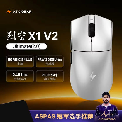 Bezdrôtová myš ATK Blazing Sky X1 V2 Ultimate Dual Mode, ľahká, PAW3950 Ultra, duálny režim 8K HZ, nízka latencia, prispôsobená ergonómia