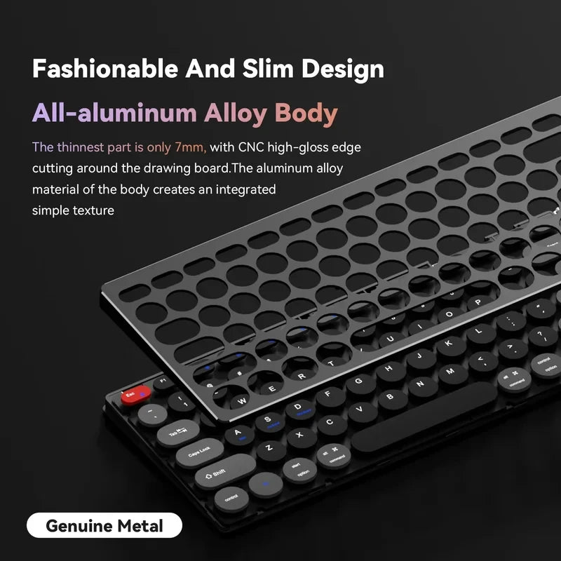 98-Key Ultra-Thin Silent Keyboard with Scissor-Switch, Tri-Mode BT/2.4G/Type-C Connectivity&Ergonomic Design For Typing