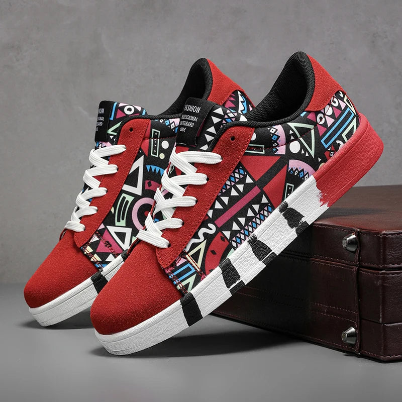 Nouvelles Chaussures de Skateboard Tendance pour Hommes – Baskets Décontractées Antidérapantes en Toile à Motifs pour la Marche en Extérieur – Zapatos Sportifs pour Homme