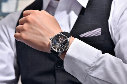 PAGANI DESIGN Newest 41MM Luxury Men's Mechanical Watch Sapphire Glass Leather Waterproof Pilot Tourbillon Moon Reroj Hombre